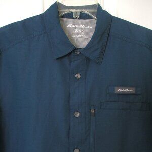 Eddie Bauer Mens S/S Blue Polyester Vented Active Fishing Shirt - Size XL